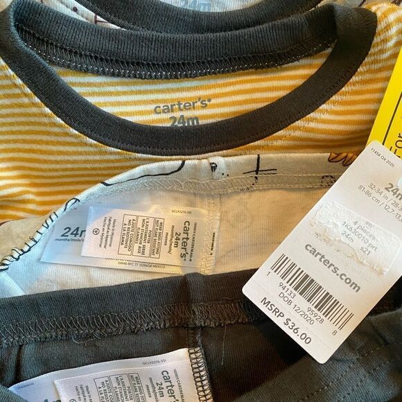 CARTER'S Baby Boy 24M 4-Piece Cotton Mix and Match Pajama Set - Picture 4 of 4